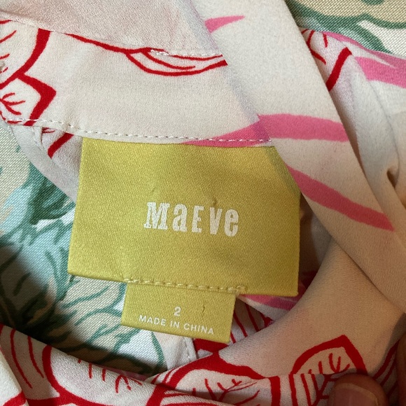 Anthropologie| Maeve Elata Bird Leaf Print Tank Pink Size 2 - Picture 6 of 8